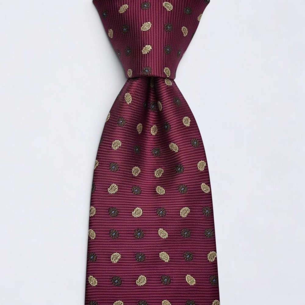 Brooks Brothers Necktie Adult Burgundy Silk Medallion Paisley Made In USA